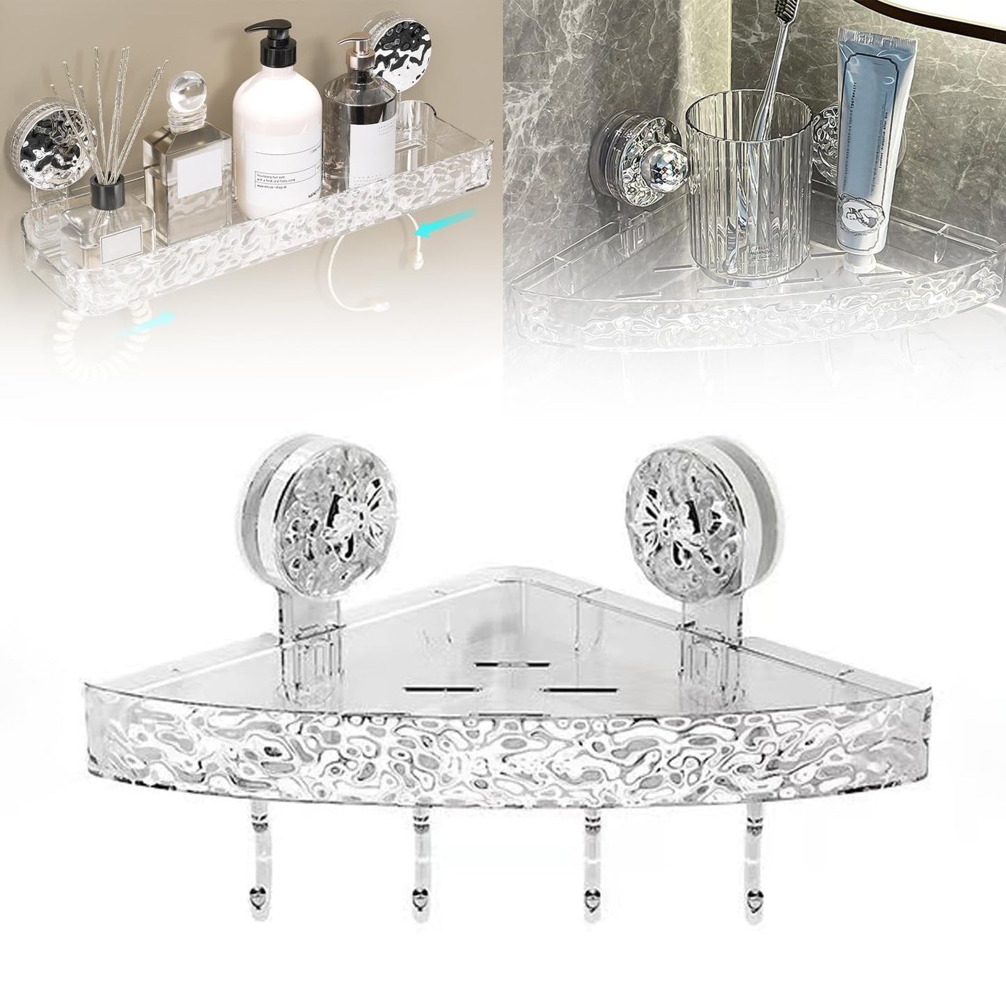 Lightweight, punch-free storage shelf in luxury style