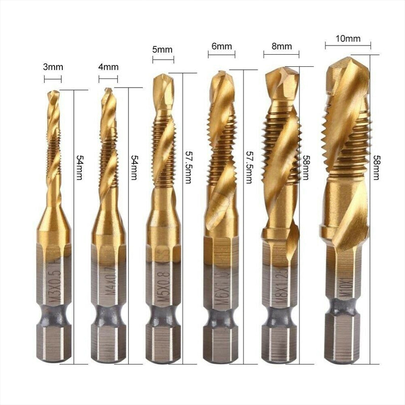 6 PIECE METRIC THREAD TAP DRILL BITS SET(M3-M10)