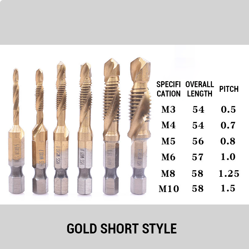 Tapping And Chamfering Integrated Hexagonal Shank Drill