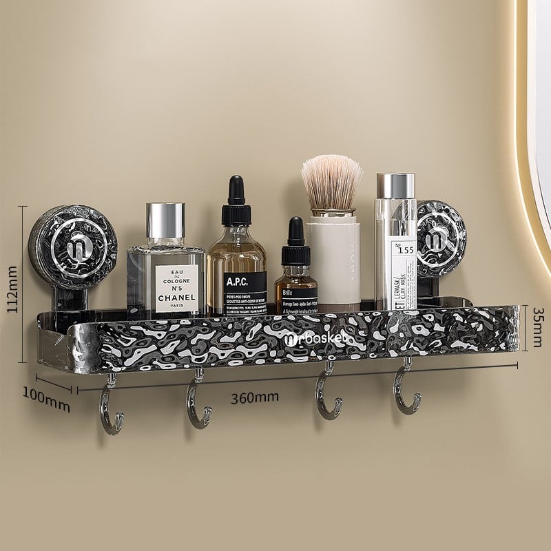 Lightweight, punch-free storage shelf in luxury style