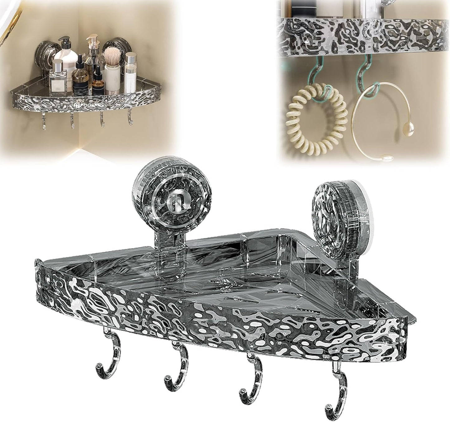 Lightweight, punch-free storage shelf in luxury style