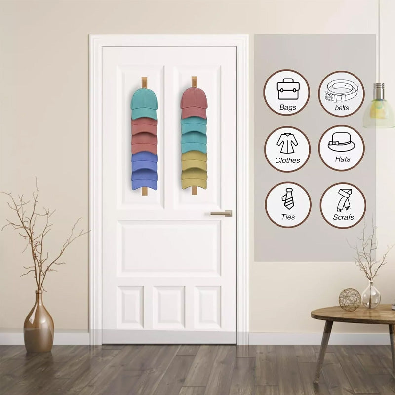 Vertical wooden hat stand for baseball caps