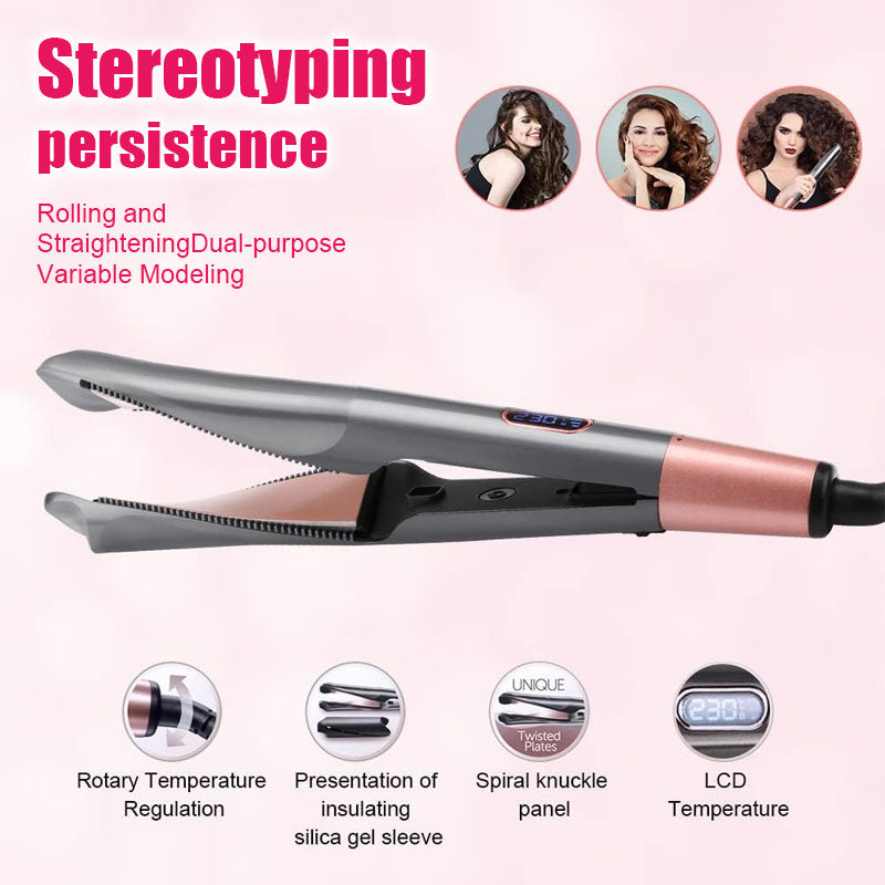 2 In 1 Spiral Curling And Straightening Hair Clip