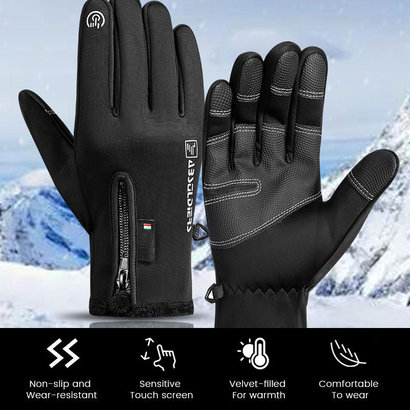 Autumn And Winter Zipper Gloves
