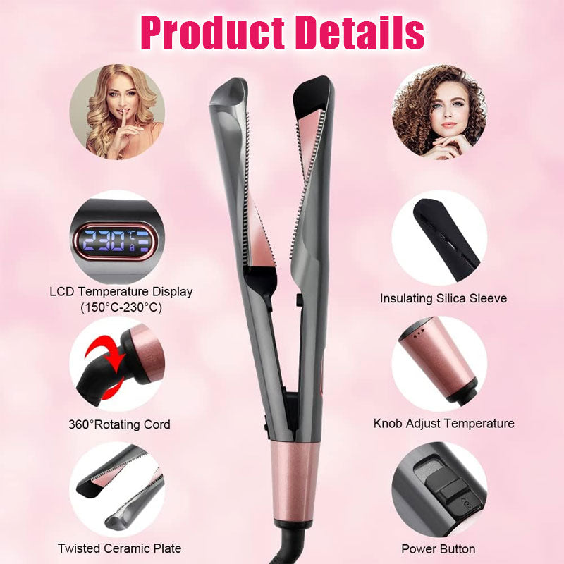 2 In 1 Spiral Curling And Straightening Hair Clip