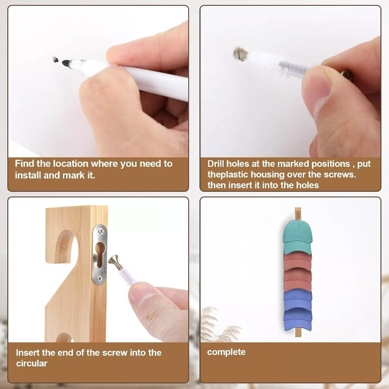 Vertical wooden hat stand for baseball caps