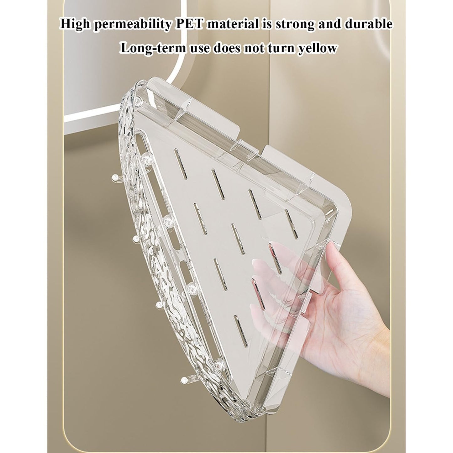 Lightweight, punch-free storage shelf in luxury style