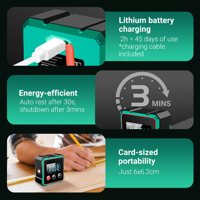 Magnetic Digital Angle Finder with Electronic Laser