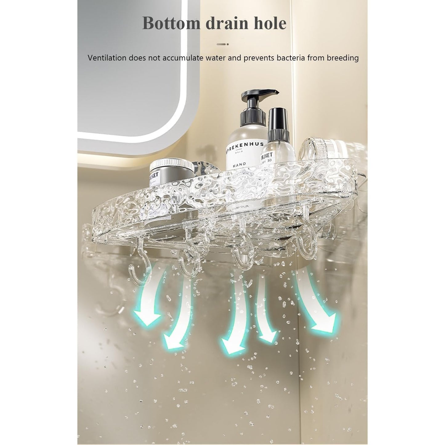 Lightweight, punch-free storage shelf in luxury style